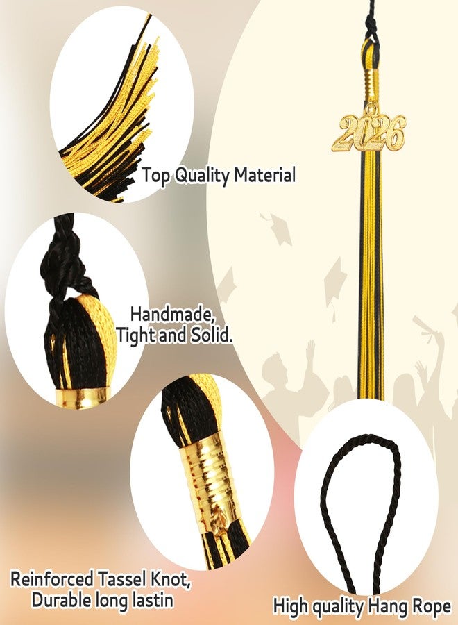 Nelisylux 2026 Tassel Graduation, Black and Gold Graduation Tassel, 2026 Tassel Charms for Graduations Cap Decorations, Tassels Memorial Grad Cords for College High School Graduate Hat Ceremonies Accessories - Image 5
